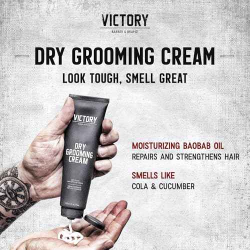 Dry Grooming Hair Cream for Men by Victory Barber & Brand | Men¡¯s Hair Products Made in the USA | Anti Frizz Styling Cream | Wave Pomade for Styling Medium Length Hair with a Natural Finish