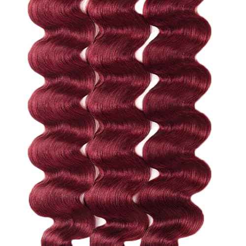 99J Human Hair Bundles Burgundy Body Wave 3 Bundles 20 22 24 Inch Brazilian Unprocessed Virgin Hair Red Bundles Human Hair Extensions 300g
