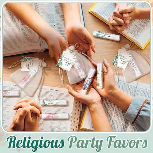 100 Set Christian Religious Gift Bulk Lip Balm for Women Christian Church Party Favor Bulk Bible Verse Lip Balm with Scripture Christmas Inspirational Gift for Coworker Staff Employee
