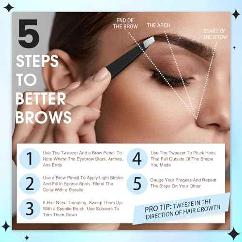 Mudder 12 Pcs Eyebrow Tweezers Set for Facial Hair Stainless Steel Slanted Tip Tweezers in Bulk for Men and Women (Black)