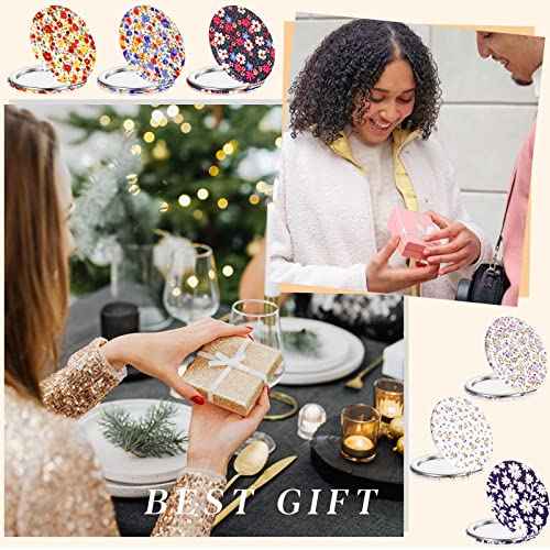 6 Pieces Daisy Pattern Pocket Mirrors for Women Floral Small Mini Compact Mirror for Purse Magnifying Travel Makeup Bags Portable Folding Sweet Gift for Friend Birthdays Party