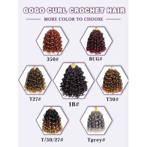 MYQUEEN Short Curly Crochet Hair for Women 8 Inch GoGo Curl Beach Ocean Wave Deep Twist Braids Pre Looped Synthetic Braiding Extensions 7 Packs