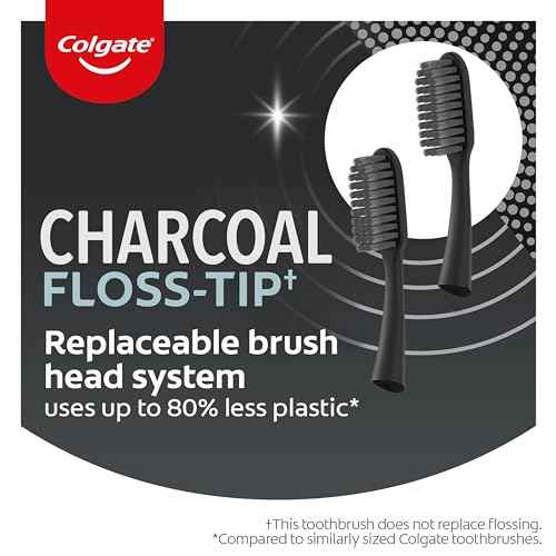 Colgate Keep Charcoal Replaceable Head Toothbrush Starter Kit, 2 Brush Heads