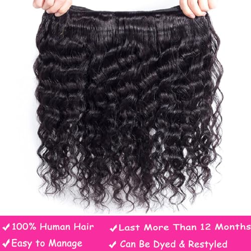 Peruvian Loose Deep Bundles,100% Unprocessed Virgin Human Hair Single Bundle 26 Inch 10A Peruvian Loose Deep Wave Human Hair Bundles Deep Curly Wave Human Hair Natural Black