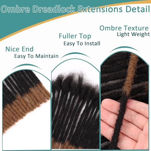 Viovian 0.6cm Human Dreadlock Extensions 12 Inch 30 Strands Real Dreads Human Hair Loc Natural Dread for Men Color 1b/30