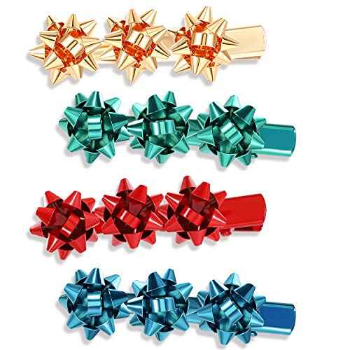 4PCS Christmas Bow Hair Clips for Women Girls Xmas Bow Hairpin Festive Hair Bows Alligator Clips Gifts (Style B)