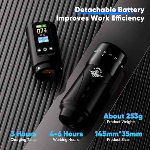 Wireless Tattoo Gun Machine Kit - Professional Rotary Tattoo Pen Set, Complete Beginners Tattoo Supplies with 2Pcs 1,600mAh Batteries, 40Pcs Cartridge Needles for Starter, Artists