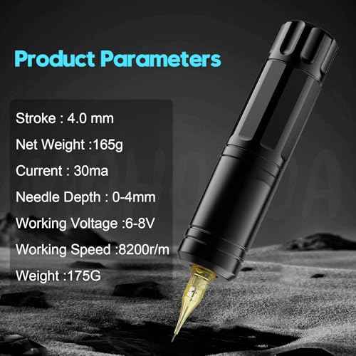 Tattoo Machine Kit,Tattoo Pen Machine with Power Supply, 6 Cartridge Needles, Semi Permanent Makeup Practice Set,Rotary Tattoo Machine (Black)