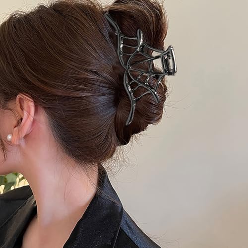 3Pca Halloween Black Hair Claw Clips For Women And Girls, Metal Spiders Web Nonslip Spooky Barrette Headband Hair,Large Spider Clips For Styling Accessories Halloween Christmas Gifts