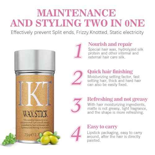 Hair Wax Stick Set (3 Pcs) - Edge Control, Styling Stick for Baby Hair and Wigs, Frizz-Fixing for Slick Finish