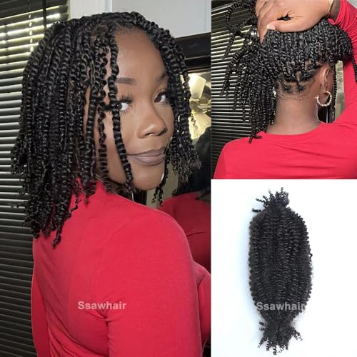 Afro Kinky Curly Human Hair Bulk Springy Twist Hair Extensions For Twist Braiding Locs Hair Pre-Separated Springy Afro Twist Human Hair Extensions 20 Inch 100g
