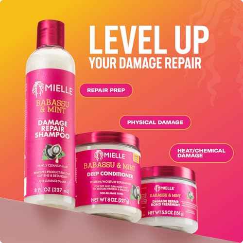 Mielle Organics Babassu & Mint Deep Conditioner with Protein, Moisturizing & Conditioning Deep Treatment, Hydrating Repair for Dry, Damaged, & Frizzy Hair (8 Oz)