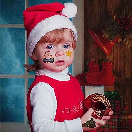 Christmas Temporary Tattoos for Kids - 6 large Sheets Christmas Holiday Fake Tattoos for Girls Boys Xmas Party Gifts Crafts Decoration