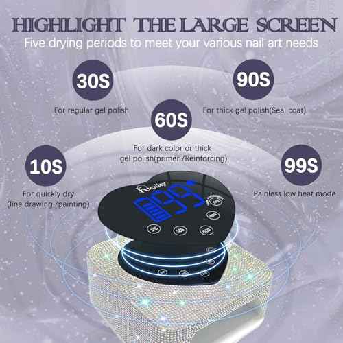 UV LED Nail Lamp for Nails, Kicylicy UV Nail Lamp 72W,Cordless UV Nail Lamp for Gel Polish, Rechargeable Diamond LED Nail Dryer with 5 Timer Settings, Touch Control&Auto Sensor for Salon&Home