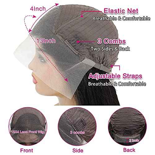 Body Wave Lace Front Wigs Human Hair 13x4 HD Transparent Lace Frontal Wigs Human Hair for Women Brazilian Virgin 200% Density Glueless Wigs Human Hair Pre Plucked with Baby Hair Natural Black 24 Inch