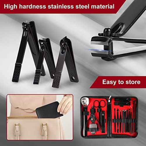 Manicure Set and Nail Clippers Set Pedicure Kit 18 in 1,Stainless Steel Material Cuticle Trimmer, Professional Nail Clipper Set, Portable Travel Grooming Set,Also A Great Gift.