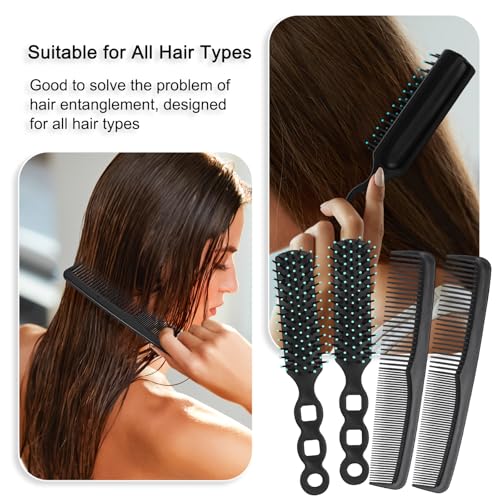 200 Pcs Hair Brush Combs Set in Bulk for Homeless Individually Wrapped, Bulk Hair Brushes 100 and 7 inch Hair Combs 100 for Women Kids Hotel Homeless Charity (Black)