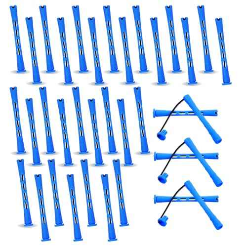 30 Pcs Perm Rods For Short Hair Plastic Cold Wave Rods Hair Curling Rollers Curling Roller Perm Rod Small Hair-Rollers for DIY Styling (Blue, 0.47 Inches)