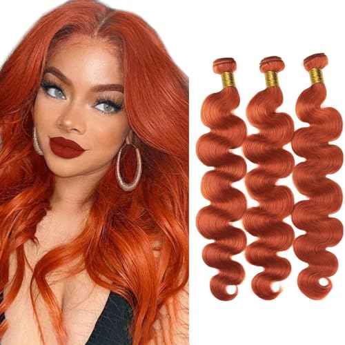 Ginger Bundle Color 350 Body Wave Human Hair Bundles 8A Ginger Body Wave 3 Bundles 14 14 14 Inch Color 350 Orange Bundle Ginger Orange Hair Extensions