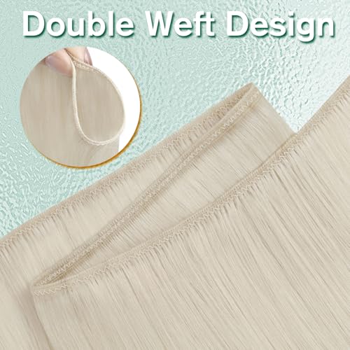Easyouth 22 Inch Weft Hair Extensions Human Hair Blonde Sew in Hair Extensions Real Human Hair White Blonde Soft and Smooth Human Hair Extensions Sew in for Women 100G