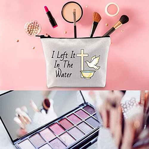 WCGXKO Adult Woman Baptism Gift Baptized I Left It In The Water Zipper Pouch Makeup Bag (I Left It In The Water)