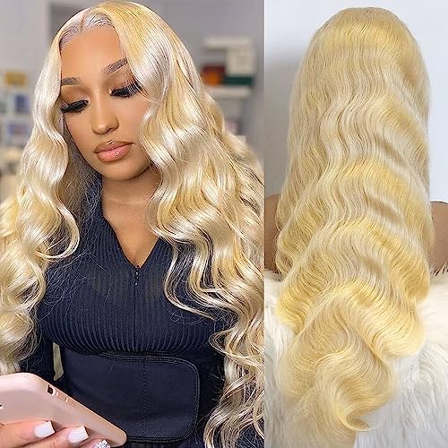 613 Lace Front Wig Human Hair 13x6 Transparent Lace, 613 Body Wave Lace Front Wig Human Hair, 200% Density Lace Front Wigs Pre Plucked with Natural Hairline (26 Inch)