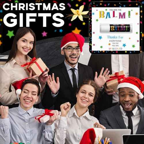 90 Pack Christmas Employee Appreciation Gifts Bulk Lip Balm Teacher Staff Team Xmas Thank You Gift You're the Balm Thanksgiving Party Favors Christmas Stocking Stuffers for Women Men Volunteer