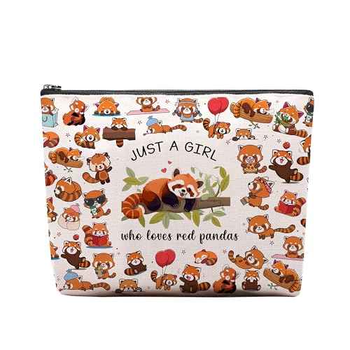 Red Panda Gifts Makeup Cosmetic Bag, Red Panda Lover Party Favors Decorations Stuff, Funny Birthday Gift for Women Who Loves Red Pandas Zipper Pouch Bag Purse Accessories