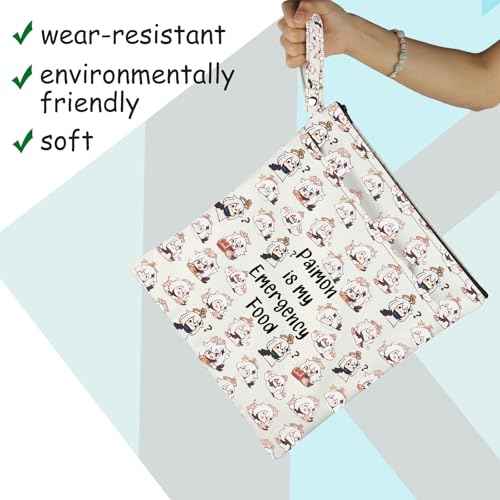 JXGZSO Anime Inspired Novelty Cosmetic Bag Paimon is my Emergency Food Traveller Gift Anime Lover Gift