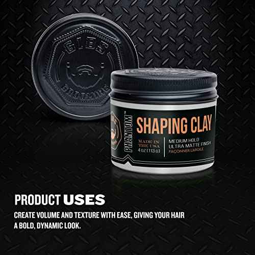 GIBS Shaping Clay, Phantom, Medium Hold, Ultra Matte Finish, Water Based, Great for Soft and Natural Looks