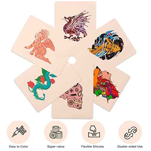Blank Tattoo Practice, 10Pcs Double Sides 8x6" Tattooing Skins Microblading Eyebrow Practice Skin for Tattoo Supplies, Tattoo Kit, for Beginners and Experienced Artists