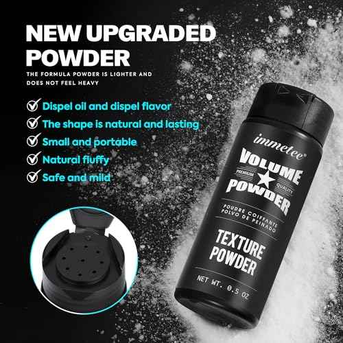 immetee Hair Volume Powder - Texture Styling for Men and Women, Light Control Natural Matte Look, Root Lifting 14g (0.5 oz)