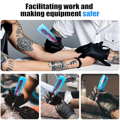 Tattoo Machine Covers with Tape Wrap, 200Pcs Large Pen Bags and 4Pcs Grip Wrap, Tattoo Machine Wrap Covers Pen Sleeves Combination Supplies