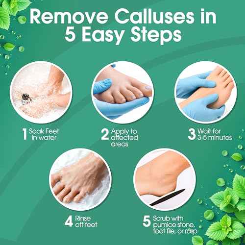 Callus Remover for Feet, Extra Strength Foot Callus Remover Gel, 16oz Salon Grade Home Pedicure Supplies for Dry Skin, Cracked Heel, Professional Strength Foot Care, Cool Mint
