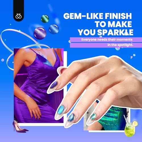 Beetles Cat Eye Gel Nail Polish Set - 20 Colors Nude Pink Green Blue Purple Brown Black Cat Eye Nail Polish Kit with Magnet Base Coat Glossy Matte Top Coat Soak Off UV Salon DIY Gift for Women