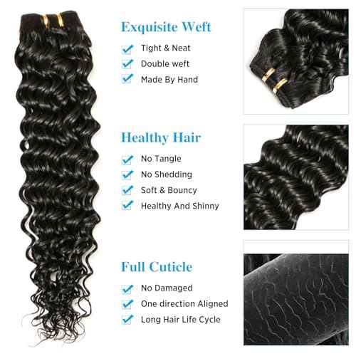 Deep Wave Bulk Human Hair Braiding hair 10A Brazilian Virgin Human Hair No Weft Curly Braiding Extensions for Boho Braids 3 Braids Per of 1 pack 150g Wahairse £¨Grey Color£¬24 inch,150g£©