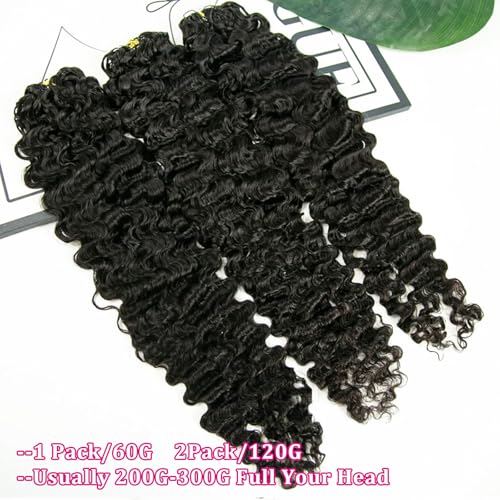 BLG Pre Looped Human Crochet Hair Knotless Pre-Separated Crochet Human Hair Extensions 18 Inch 60g Burmese Water Wave Invisible Feather Extension Real Human HairCurly Micro Link Crochet Hair