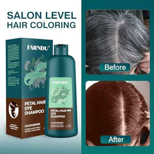 Hair Dye Shampoo for Women Men, Brown Hair Color Shampoo for Gray Hair Coverage 3 In 1 Champu Para Canas Mujer
