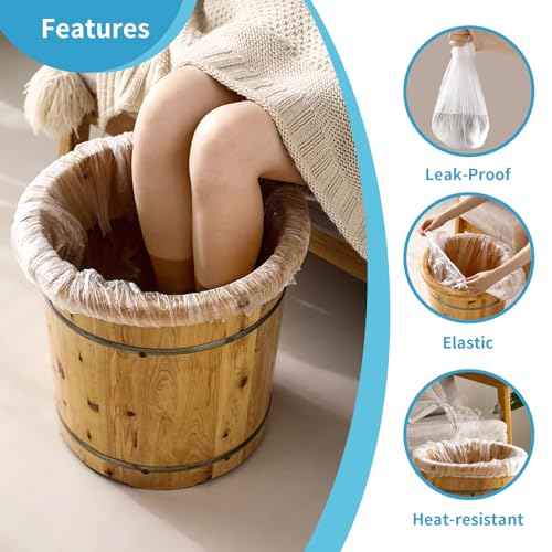 REQEHO 25PCS Pedicure Liners Disposable - Plastic Footsie Footbath Foot Soak Bath Spa Pedicure Bowl Liners Disposable Covers Bags for Feet Basin Soaking Bucket Tub Productos Para Pedicura Spa Supplies