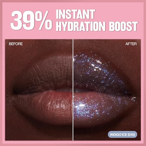 REVLON Super Lustrous Glimmer Gloss, Non-Sticky Lip Gloss, High-Shine Finish, Plant-Based Glitter, 003 Lavender Lust, 0.13 fl oz