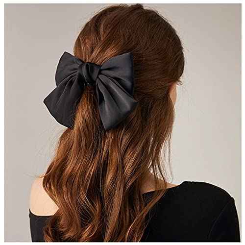 Andelaisi Vintage Hair Clip, Satin Bow Hair Barrettes, Hair Accessory, Headdress for Women and Girls, Black