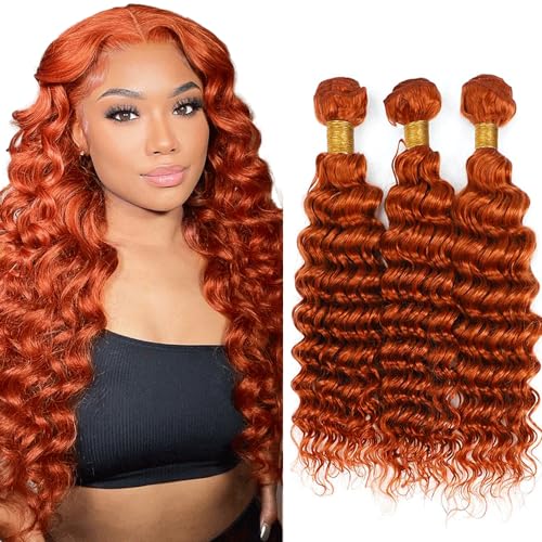 Hair 16 18 20 Inch Ginger Orange Bundles Color 350 Deep Wave Human Hair Bundles Ginger Bundles Remy Hair Orange Deep Curly Bundles Human Hair