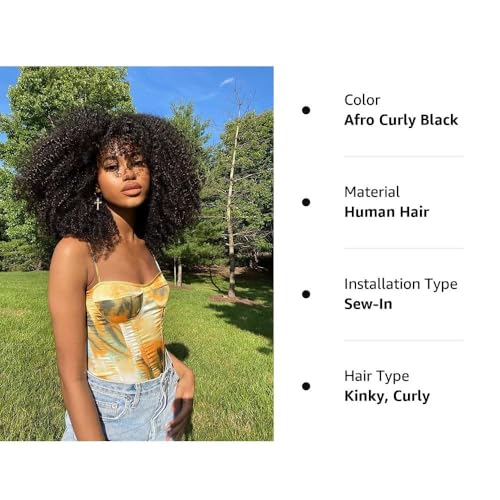 Mongolian Afro Kinky Curly Human Hair Bundles Afro Curly Weave Hair Extensions for Black Women Unprocessed Virgin Hair Afro Kinky Human Hair Bundles Natural Color (Afro Kinky Curly Bundles, 16 18 18)
