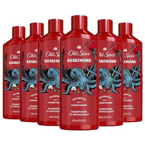 Old Spice Krakengard 2-in-1 Shampoo & Conditioner for Men, Healthier, Fuller, More Moisturized Looking Hair, 13.5 Fl Oz Each (Pack of 6)