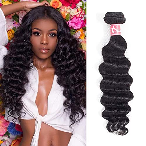 Peruvian Loose Deep Bundles,100% Unprocessed Virgin Human Hair Single Bundle 26 Inch 10A Peruvian Loose Deep Wave Human Hair Bundles Deep Curly Wave Human Hair Natural Black