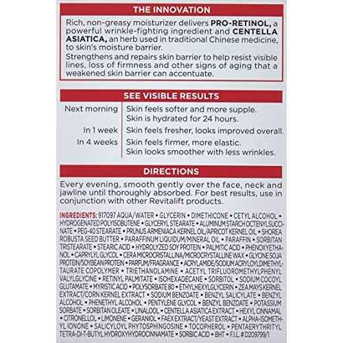 L'Oreal Paris, RevitaLift Anti-Wrinkle + Firming Night Cream Moisturizer 1.7 oz (Pack of 6)