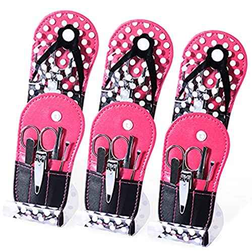 Polka Dot Flip Flop Design Girls Manicure Sets Nail Care Kit SPA Party Favors for Women Bulk Gifts 6 Kits