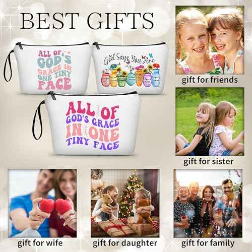 God Daughter Gifts for Girls - All Of God's Grace In One Tiny Face - Small Cosmetic Makeup Makeup Travel Organizer - Teacher & Friendship Motivational Gifts