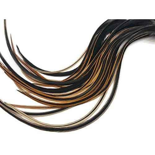 Moonlight Feather | 6 Pieces - Furnace Thick Long Rooster Hair Extension Feathers Whiting Hackle