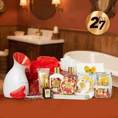 Christmas Gifts for Women - 27 Pcs Bath and Body Gifts Basket Set - Rose Spa Gifts Set Skin Care Set for Women, Gift Baskets Set for Mothers Day Mom | Gifts for Birthday, Valentines Day